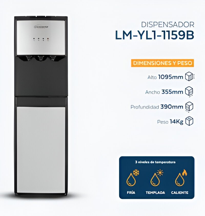 DISPENSADOR DE AGUA CONTINENTAL ACERO INOXIDABLE CON BOTELLA OCULTA - Imagen 2