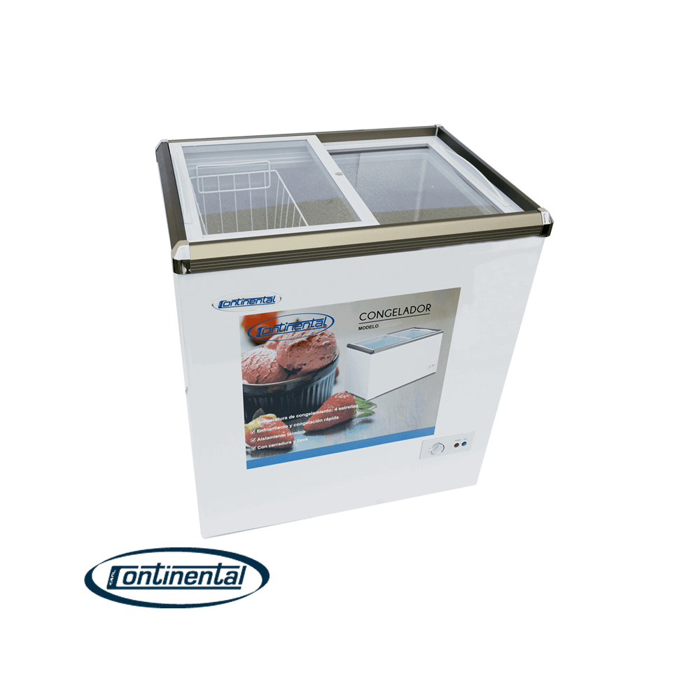 CONGELADOR CONTINENTAL 168 LITROS SD-168Q TAPA DE VIDRIO