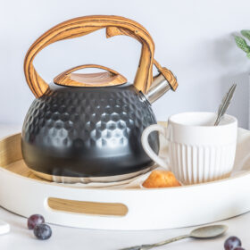 Tetera Silbadora 3 Lts Acero Inoxidable Mango Madera Vicalina